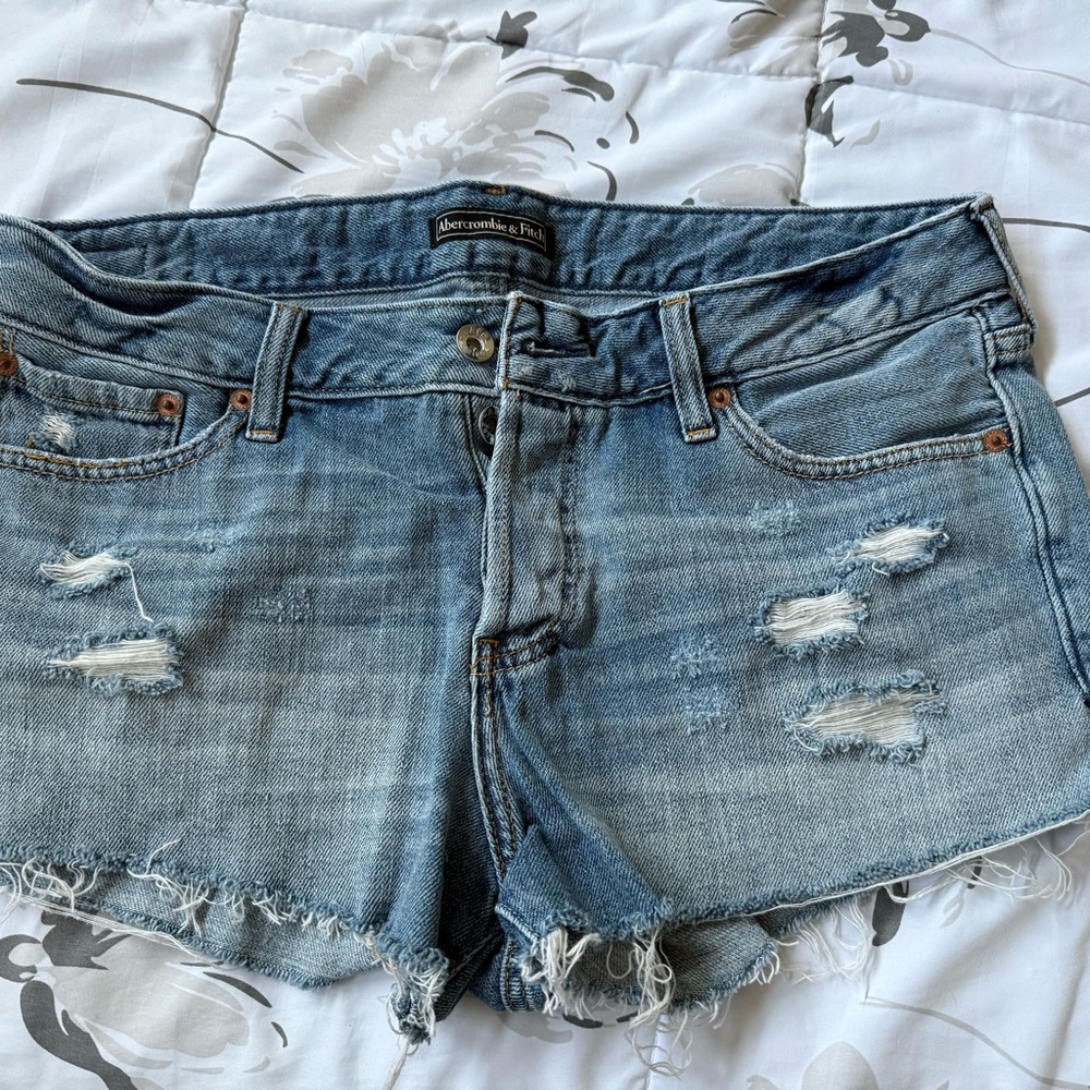 Abercrombie & Fitch Women's Distressed Blue Jean Shorts